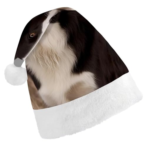 NTVOWPZO Weihnachtsmütze Border Collie Weihnachtsmütze Weihnachtsmütze für Erwachsene Weihnachtsmützen für Neujahr Festliche Party von NTVOWPZO