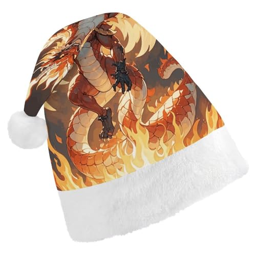 NTVOWPZO Weihnachtsmütze Flaming Dragon Weihnachtsmütze Weihnachtsmütze für Erwachsene Weihnachtsmützen für Neujahr Festliche Party von NTVOWPZO