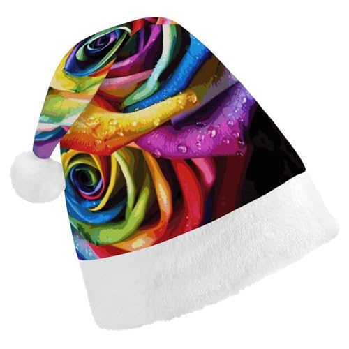 NTVOWPZO Weihnachtsmütze Regenbogen Rose Weihnachtsmütze Weihnachtsmütze für Erwachsene Weihnachtsmützen für Neujahr Festliche Party von NTVOWPZO