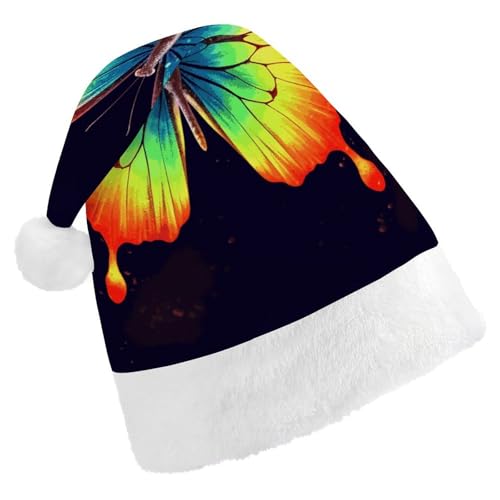 NTVOWPZO Weihnachtsmütze Regenbogen Schmetterling Weihnachtsmütze Weihnachtsmütze für Erwachsene Weihnachtsmützen für Neujahr Festliche Party von NTVOWPZO