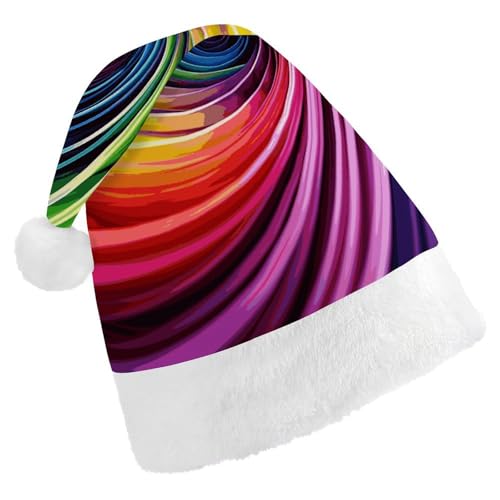 NTVOWPZO Weihnachtsmütze Regenbogen Spirale Weihnachtsmütze Weihnachtsmütze für Erwachsene Weihnachtsmützen für Neujahr Festliche Party von NTVOWPZO