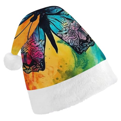 NTVOWPZO Weihnachtsmütze Schmetterling Tie Dye Weihnachtsmütze Weihnachtsmütze für Erwachsene Weihnachtsmützen für Neujahr Festliche Party von NTVOWPZO