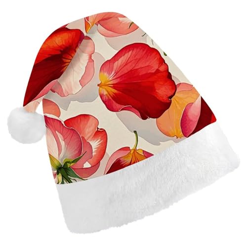 NTVOWPZO Weihnachtsmütze für den Sommer, Aquarell, Blumen, Weihnachtsmütze für Erwachsene, Weihnachtsmütze für Neujahr, festliche Party von NTVOWPZO