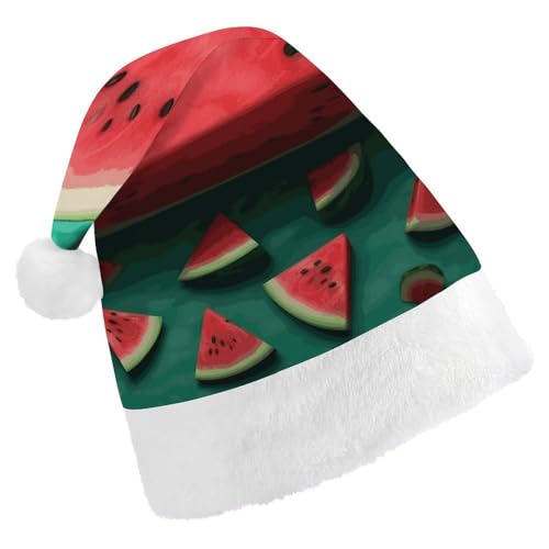 NTVOWPZO Weihnachtsmütze mit Wassermelonen-Motiv, Weihnachtsmütze für Erwachsene, Weihnachtsmützen für Neujahr, festliche Party von NTVOWPZO