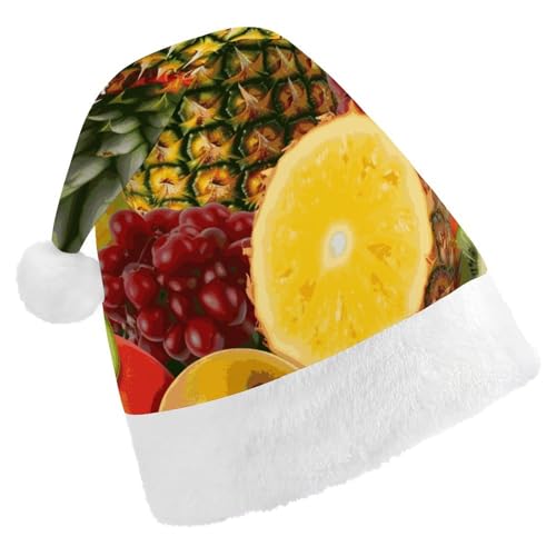 NTVOWPZO Weihnachtsmütze mit frischen Früchten, Ananas, Weihnachtsmütze für Erwachsene, Weihnachtsmützen für Neujahr, festliche Party von NTVOWPZO