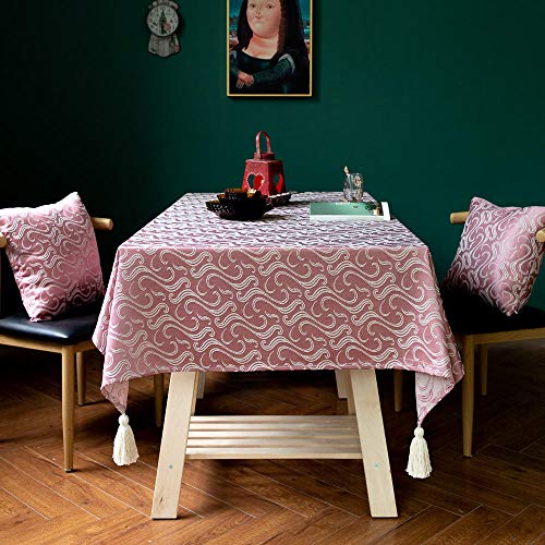 NTZTO Tischtuch Wachstuchtischdecke Halloween Tischdecke Jacquard Weihnachten Tischdecke Einfarbige Tischdecke Aus Baumwolle Und Leinen-Rosa_135 * 300 cm von NTZTO