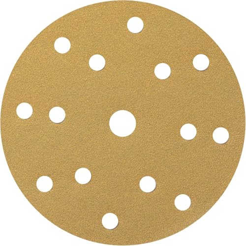 NTools HMF 7 Schleifpapier 150mm Klett, 120 Körnung | Schleifscheiben 150mm Klett 15 Loch für Rund Exzenterschleifer | Aluminiumoxid Schleifscheiben-Pads | Schleifpapier 120 Körnung | 100 Stück Set von NTools