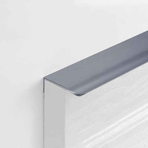 NUACOS Möbelgriffe Versteckter Schrankgriffe Aluminium Schubladengriffe, Modernes Versteckter Schrankgriff Geschwungener Türgriff für Küchenschrank Kleiderschrank Schubladen,Grau,1200mm/47.2in von NUACOS