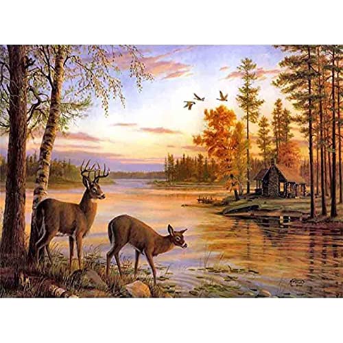 NUISX Reuzstich Stickpackung 11Ct Sticken Set Erwachsene Kreuzstichnaturlandschaft Hirsch Diy Stickbilder Vorgedruckt Kreuzstich Für Anfänger Home Decor von NUISX