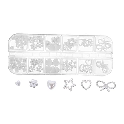 NULYLU 1 Schachtel Nageldekoration nail charms nail decoration nailing tool maniküre zubehör Nagelverzierung Maniküre-Dekor Mini-Zubehör Maniküre-Ornamente Nagelkunstzubehör Perle Weiß von NULYLU