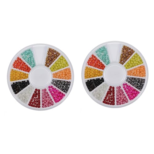 NULYLU 2 Kästchen Perlen Nail Art Zubehör bunter Nagel Nagelkaviarperlen farbige Perlen Körper Glitzer Mini-Perlen nail decoration nageldesign bunte Nagelperlen Perlen für Nagel Plastik von NULYLU