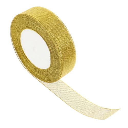 1 Rolle Glitzer-Gurtband seidenband ribbon bandalette geschenkeband schienbeinschoner tape wickeln Künstliche Blumen Bastelblumenband Geschenkband basteln Polyester Golden NUOBESTY von NUOBESTY