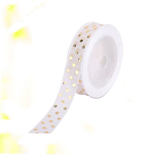 1 Rolle Schleifenband Verpackungsband verdrahtetes Tüllband Kranzband Geschenkband Tüll Spule seidenband ribbon flashes gepunktete Verpackungsbänder Glitzer gepunktete Bänder Weiß NUOBESTY von NUOBESTY