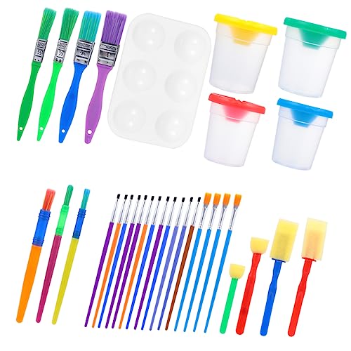 1 Satz Malset acrylfarbenset acryfarbenset maleranzug Brush Set Ölfarben Set für Werkzeug Markierungen Bleistifte Pinsel Vorlage Paletten Tablett Kinderkunstpartyzubehör hölzern NUOBESTY von NUOBESTY