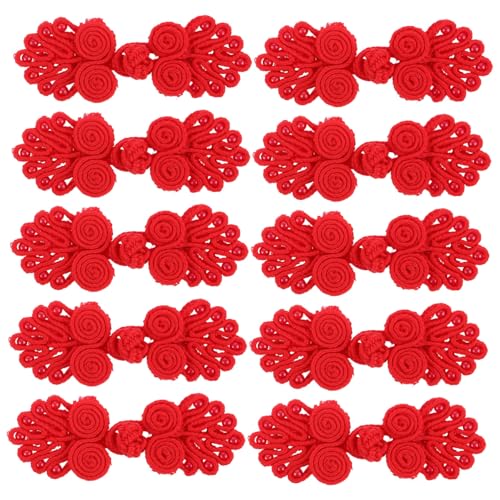 10St Cheongsam-Knöpfe Verpackungsdekoration Tasten Türclip Türstopfen Cheongsam Knöpfe Stoffknöpfe Knöpfe für chinesische Kleidung Tang-Kostüm geknoteter Knopf Plastikbälle rot NUOBESTY von NUOBESTY