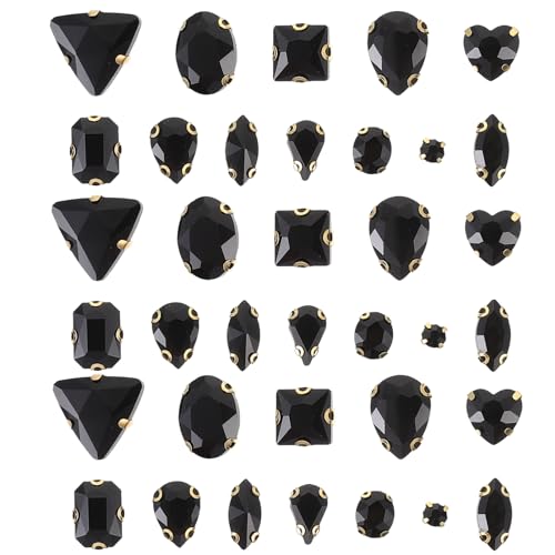 130St Kleidung DIY Strasssteine schmucksteine gems genschenkideen Edelsteine ​​zum Basteln Strassdekore kleider bastelset Glas Krallen Strass Materialien zum Selbermachen Black NUOBESTY von NUOBESTY