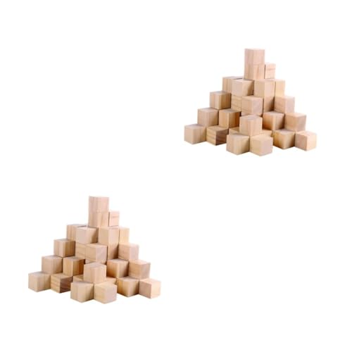 2 Sätze Holzwürfel Stapelspielzeug Fliesen Rätsel Building Blocks for Bausteine Für Holzdekoration Quadratischer Block Bastelwürfel Aus Holz Hölzern 50 Stück * 2 NUOBESTY von NUOBESTY