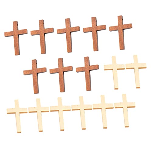 20St kreuzen Ornamente kleine Kreuze zum Basteln Kreuz Charme Anhänger home decor wohnungseinrichtung Braune Holzkreuz DIY-Kreuz aus massivem Holz Hängendes DIY-Kreuzornament NUOBESTY von NUOBESTY