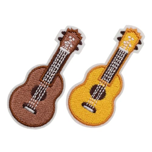 2St Gitarren-Stickerei-Anhänger Aufnäher für Kleidung mit Gitarrenmuster Kleiderflicken selber machen Golddekor Dekorationsmaterialien für Kleidung DIY-Deko-Patch Ukulele Zubehör von NUOBESTY