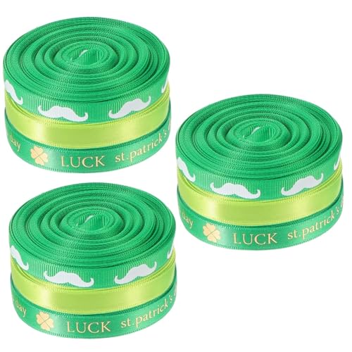 3 Sätze Verpackungsband Autoband Thanksgiving-aufkleber Schnurrbartband Ribbon Bandfeile Geschenkband Zum Verpacken Von Geschenken St Patricks Day Band Polyester 3 Rollen * 3 NUOBESTY von NUOBESTY