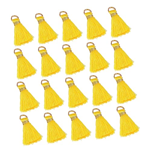 30st Quaste Anhänger Halter Zubehör Bunter Schlüsselanhänger Kette Lesezeichen Bausätze Bausatz Schild Makramee Perlen Schmuck Einziehbar Kleine Quasten Cool Yellow Rayon NUOBESTY von NUOBESTY