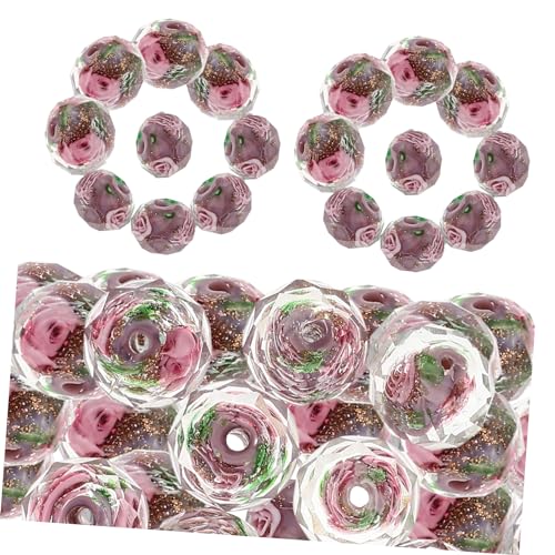 40 Stück Glasperlen Halskette Schmuck Charm Halskettenanhänger Gefärbtes Perlen Set Farbige Kostbare Rosa Edelsteine DIY Bastelperlen Bastelperlen Lose Perlen Armband DIY NUOBESTY von NUOBESTY