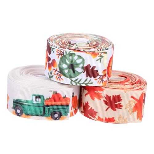 5 Sätze Herbst-ernte-thema-bänder Seidenband Ribbon Bastelsets Verpackungen Für Dekoration Geschenkbänder Für Den Herbst Band Für Den Herbst Polyester 3 Rollen * 5 NUOBESTY von NUOBESTY