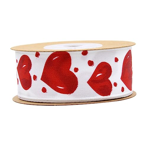 NUOBESTY 1 Bedrucktes Herzband seidenband ribbon decor verkleidung valentine's day Geschenkpapier Gold Paillette Sackleinen Geschenkverpackungsband bedrucktes Band Polyester rot von NUOBESTY