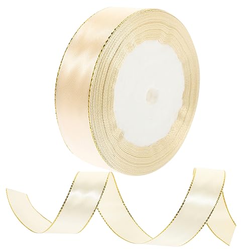 NUOBESTY 1 Goldband Exquisites Geschenkband Funkeln Schleifen Zum Verpacken Veranstalter Dekorationen Streifen Zeremonie Dekorativ Band Gold Elegantes Designband Rot Beige Polyester von NUOBESTY