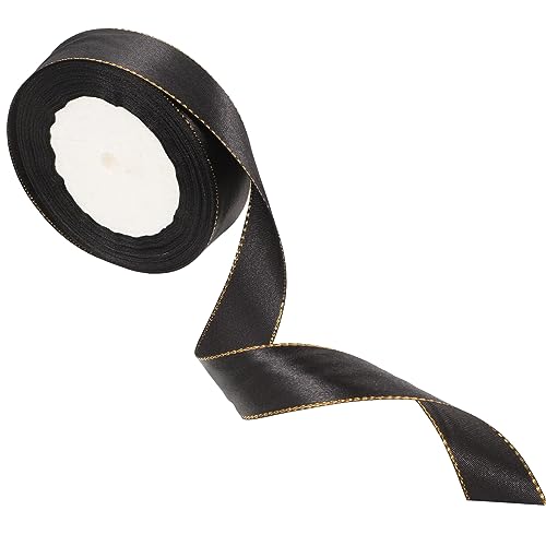 NUOBESTY 1 Goldband seidenband ribbon the suprise wohnraumdeko kuchentratsch wickeln Bänder zum Basteln Bausatz exquisites Geschenkband basteln verpackungsband Polyester Black von NUOBESTY