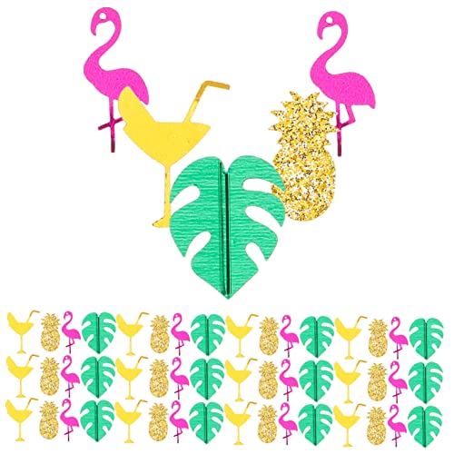 NUOBESTY 1 Hawaiianisches Konfetti Strandspielzeug Set Strandschirm Hut Schwimmer Aufblasbar Strand Themen Tropische Tischdekoration Flamingos Glitzer Topper Party Pool von NUOBESTY