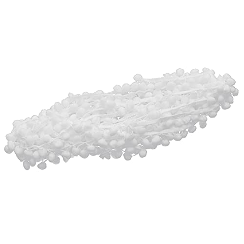 NUOBESTY 1 Rolle 15 Pelzknäuel-vorhangspitze Paillette Funkeln Poms Gefälscht Silberner Fransenbesatz Kette Trimmen Strasssteine Uv-gel-nagellack Pom Pom Ball Fransenbesatz Zöpfe Stoff Weiß von NUOBESTY