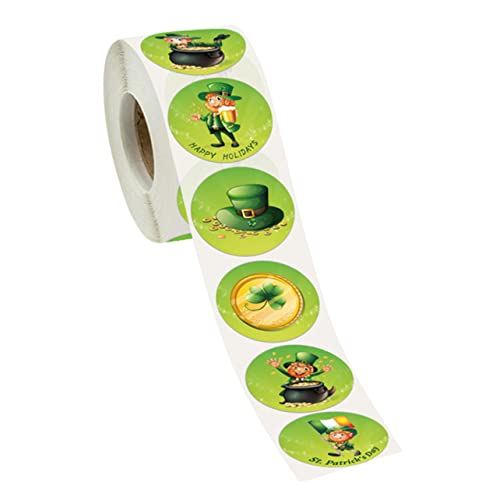 NUOBESTY 1 Rolle 500st Kleeblattaufkleber Mit Vier Blättern Aufkleber-etiketten Aufkleber Mit Wachssiegel Aufkleber Für St. Patricks Day Aufkleber Runde Aufkleber Dank Punkt Pvc von NUOBESTY