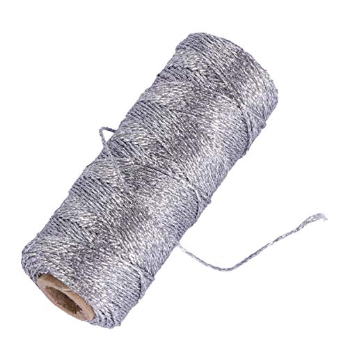 NUOBESTY 1 Rolle Baumwollseil baumwollkordel baumwollschnur geschenkeband dekorativer Baumwollfaden Bungee-Seile mit Haken Perlen bastel dekoratives Seil selbst gebundenes seil Stoff Silver von NUOBESTY