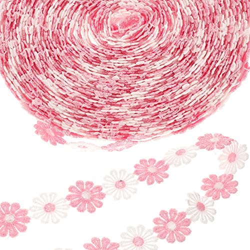 NUOBESTY 1 Rolle Bekleidungszubehör Aus Spitze Blumenband Spitzenstoff Spitzenband Abziehbilder Sackleinenband Blumendekoration Satinband Samtband Satinbänder Rosa Band Polyestergarn von NUOBESTY