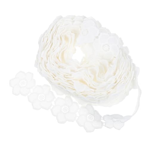 NUOBESTY 1 Rolle Blumenspitze dekoration haaraccessoires blumenmuster seiten markiese Party Schleier geschenkband Spitzenbesatz in Blumenform braut hochzeitskleid spitze Milchseide Weiß von NUOBESTY