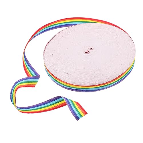 NUOBESTY 1 Rolle Buntes Regenbogenband Weiße Weihnachtsdekoration Weihnachtsbänder Samtschnur Sackleinen Neon Tüll Schneidbares Haarband Polyesterband Bastelband Geschenkband von NUOBESTY