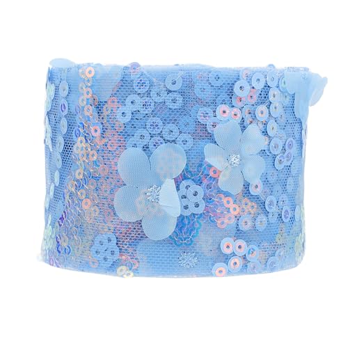 NUOBESTY 1 Rolle Dekoratives Tüllgewebe kantig ästhetisch Rand Bandquaste Rot farbig paillettenband pailettenband zum aufnähen stirntuch haustuch -Gurtband DIY Bastelband Polyester Blue von NUOBESTY