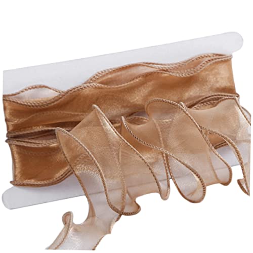 NUOBESTY 1 Rolle Geschenkband ribbon bandfeile geburtstagstonie boxen geschenkverpackungen Weihnachtsband Hochzeit Paillette Festivalband Verpackungsband Polyestertuch Golden von NUOBESTY