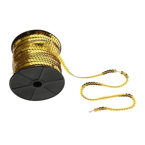 NUOBESTY 1 Rolle Goldene Flache Paillettenstreifen Fransen Pailletten Dekoration Paillettenband Zum Nähen Glitzerndes Spitzenband Elastisches Paillettenband Borten Goldene Quasten von NUOBESTY