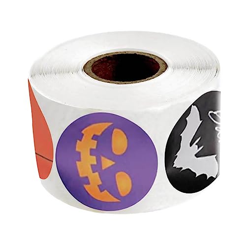 NUOBESTY 1 Rolle Halloween-Aufkleber Glühstock Etikett Halloween Goodie Punktaufkleber halloween verpackung halloween aufkleber briefumschläge Aufkleber Siegel runder Siegelaufkleber von NUOBESTY