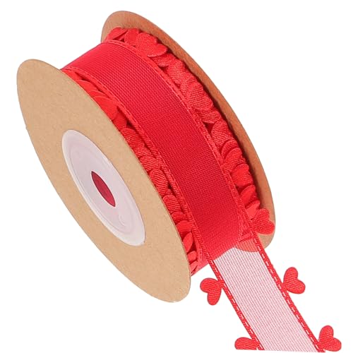 NUOBESTY 1 Rolle Herzförmiges Spitzenband Bausatz Bastelbandbündel Sackleinen auto hochzeitsband Quasten Männer Festival-Geschenkband Geschenkband für den täglichen Gebrauch Polyester rot von NUOBESTY