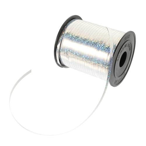 NUOBESTY 1 Rolle Laserband Samtband farbiges Band Abziehbilder Parade seidenband ribbon geschenkband Ballonband selber machen Band zum Verpacken von Geschenken PVC-Kunststoff Silver von NUOBESTY