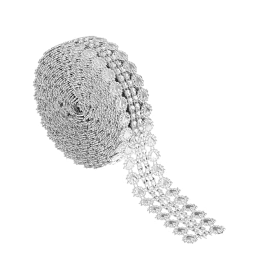 NUOBESTY 1 Rolle Liebesbohrer Maschenbohrer Glitzergürtel Strassbandbesatz Diamantband creatim wandverkleidung Stylish Kristall funkelndes Band glänzendes Netz zuschneiden Plastik Silver von NUOBESTY