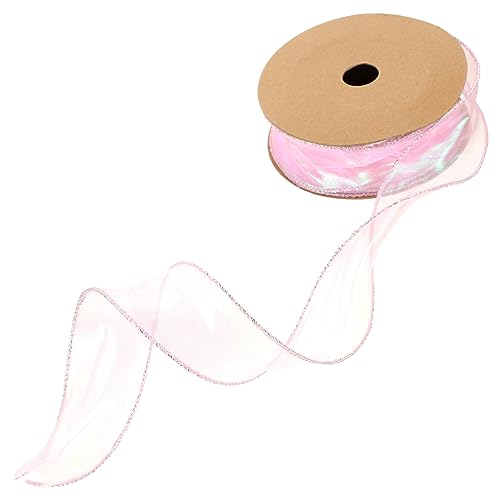 NUOBESTY 1 Rolle Multifunktions-Bastelband Schere Schleifenverpackung Zeremonie Strasssteine seidenband ribbon guci gutl Festival-Geschenkband schneidbares Geschenkband Polyester Rosa von NUOBESTY