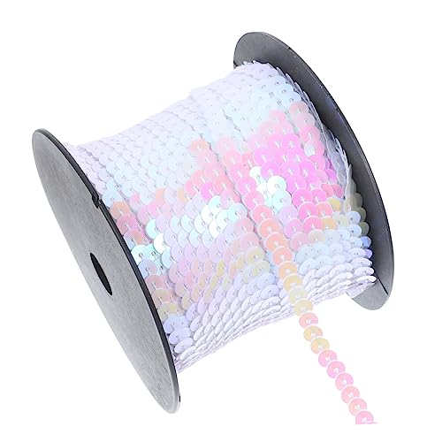 NUOBESTY 1 Rolle Paillette Leinen Zierleiste zum Nähen Perlen gehäkelte Nähflicken Stoff sewing accessories glitter basteln Glitzernde Verzierungen DIY-Material Bekleidungszubehör PVC Weiß von NUOBESTY