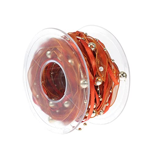 NUOBESTY 1 Rolle Perlenverziertes Band Bänder Zum Verpacken Gold Orangefarbenes Kräuselband Rotes Band Rote Schleifen Zum Verpacken Punkt Dekorativ 60% Polyester Und 40% Kunststoff Brown von NUOBESTY