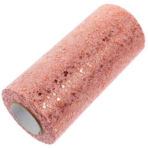 NUOBESTY 1 Rolle Pulvernetz Rollgarn Vorhang Tischläufer für die Hochzeit funkelnd Stoff Dekorationen pailletten sequin basteln verpackungsband Festival-Wickelband Polyester Rose Gold von NUOBESTY