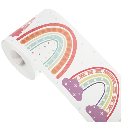 NUOBESTY 1 Rolle Randaufkleber Regenbogenbrücke Streifen Klassenzimmergrenzen Bretter bürodeko büro dekoration Festival-Grenzpapier Bordüre beschneiden Aufkleber aus beschichtetem Papier von NUOBESTY