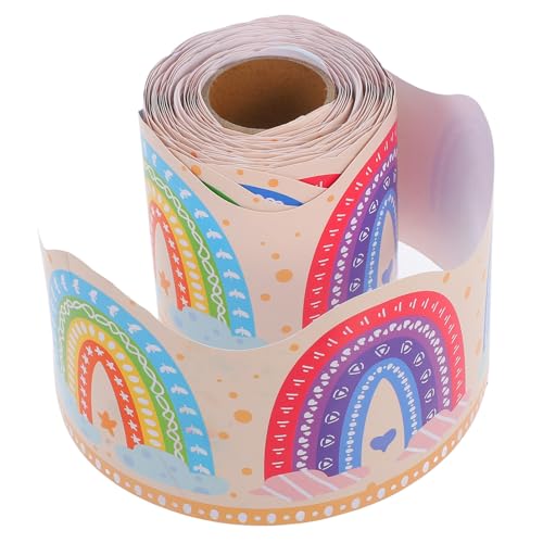 NUOBESTY 1 Rolle Regenbogenrandpapier Pinnwand-grenzen Gerollter Pinnwandbesatz Diy-pinnwandrand Rahmen Für Pinnwand Pinnwand-trim-aufkleber Cloud-pinnwand-randbesatz Beschichtetes Papier von NUOBESTY